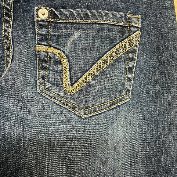 Vanity size 26x33 Dark Wash Slight Stretch Bootcut Jeans with Distress Detailing - Picture 11 of 15